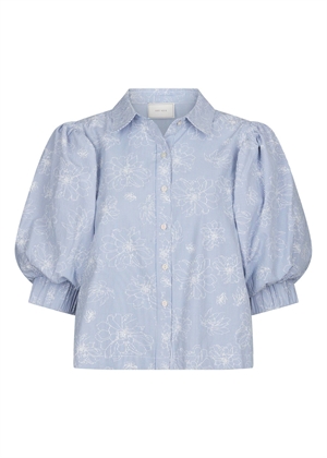 Etta flower stripe skjorte Light Blue Neo Noir